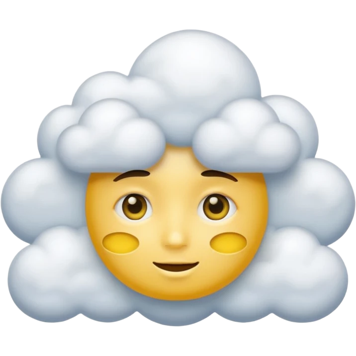 Face in clouds yellow circle and black eyes and remove a mouth and move in a cloud remove a mouth on face emoji
