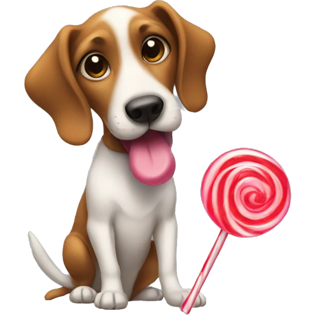 A dog eating lolipop emoji