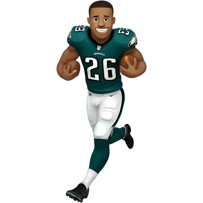 Philadelphia Eagles running back Saquon Barkley number 26 with eagle wings flying emoji