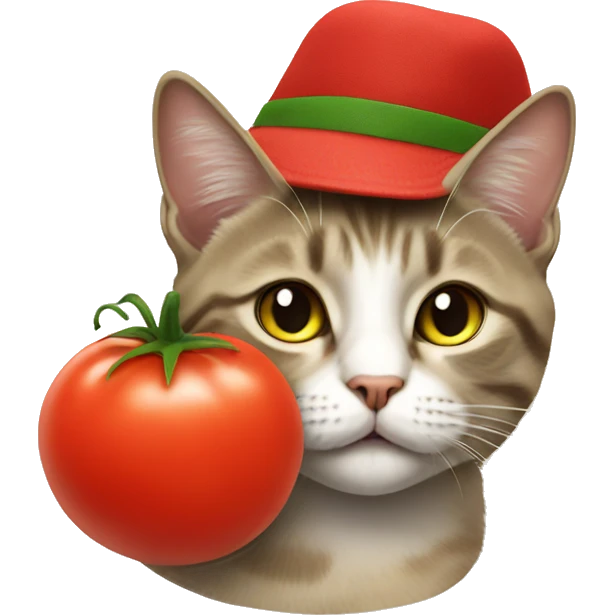 Cat with a tomato hat emoji