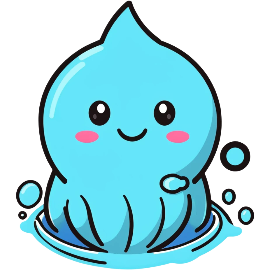 cute water character with smiling face emoji