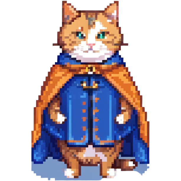 a very smart cat with a blue cape emoji