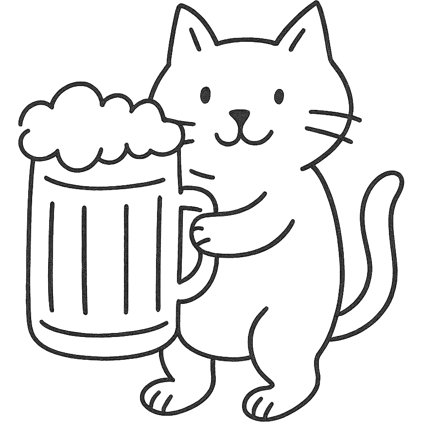 cat holding a giant beer mug emoji