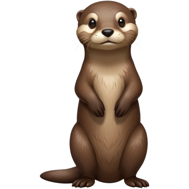 cinematic-noble [otter]-realistic-full-body-standing-emoji,-tail-tucked-close,-head-tilted-dramatically,-sleek-[brown]-fur,-simplified-yet-realistic-focused-features,-highly-detailed,-glowing-with-an-almost-sarcastic-glow  expressive eyes emoji