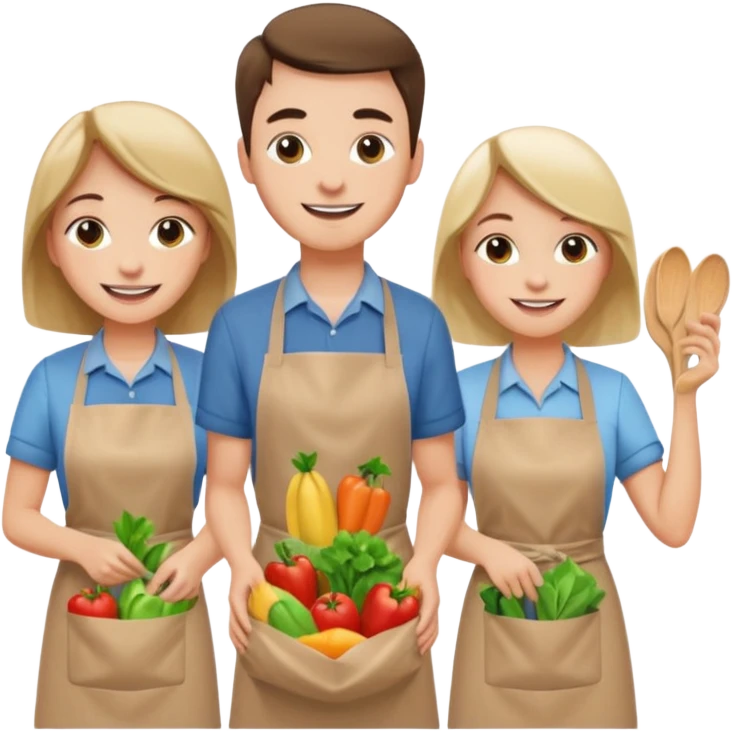 caucasian students bagging groceries emoji