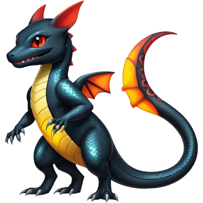 Shiny Salandit-Umbreon-Charmeleon-Fakémon-hybrid-creature (full body)  emoji