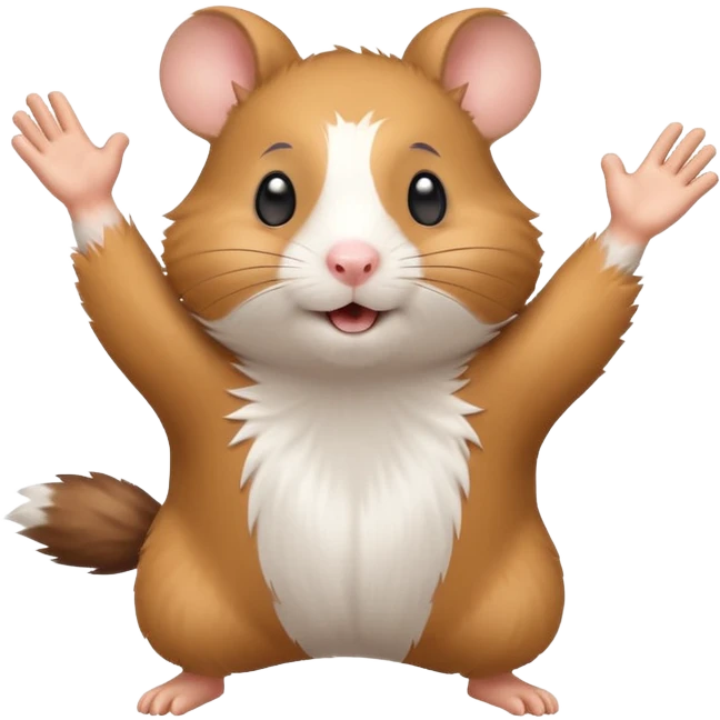 Hamster running away with arms up in the air emoji