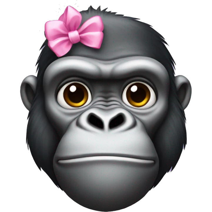 Gorilla with pink bow on head emoji
