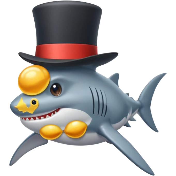 Shark with a top hat emoji