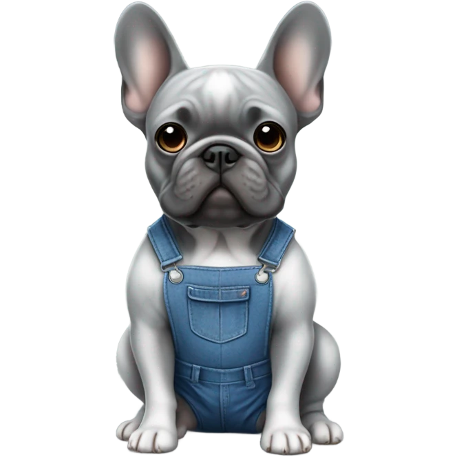 Gray frenchie in overalls  emoji