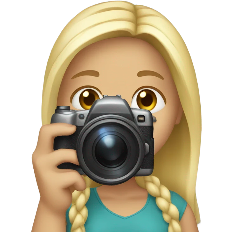 A blond girl holding a camera emoji