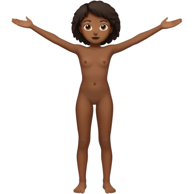 Full body nude adolescent black girl with actual black colored skin standing with legs spread wide open emoji