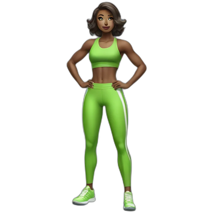 posh-muscle-girl-green full body emoji