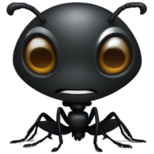 A personification of a dark ant emoji