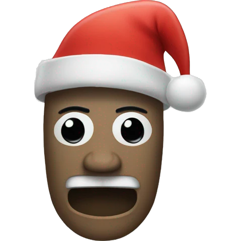 A moai emoji with a Santa hat emoji