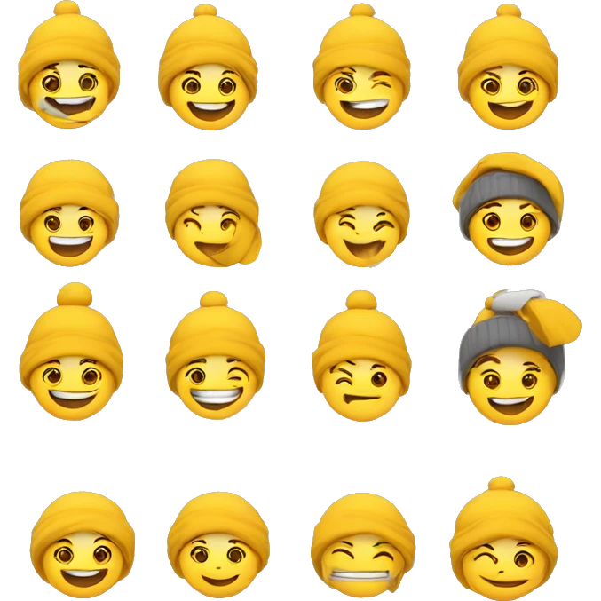 Chico , piel blanca , gorro de lana amarillo , sonriendo y saludando  emoji