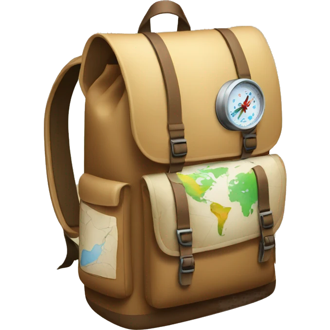 backpack with maps and compass emoji