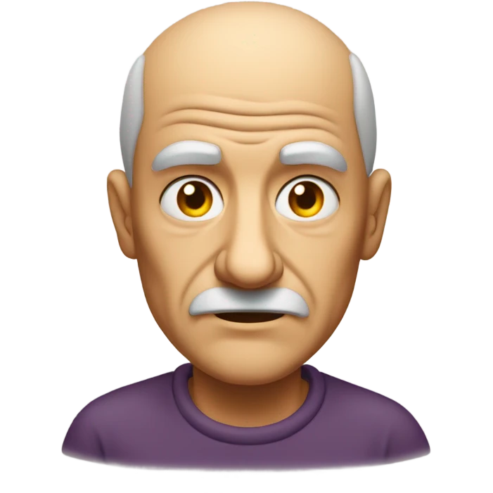 bald old man portrait add a candle on his head emoji