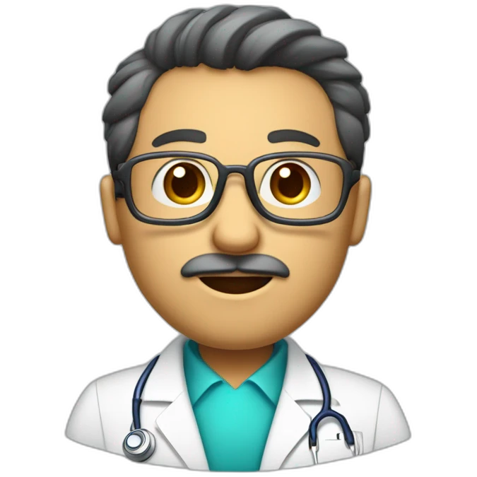 Hombre médico muy delgado con gafas transparentes y pelo canoso con un estetoscopio en el cuello emoji