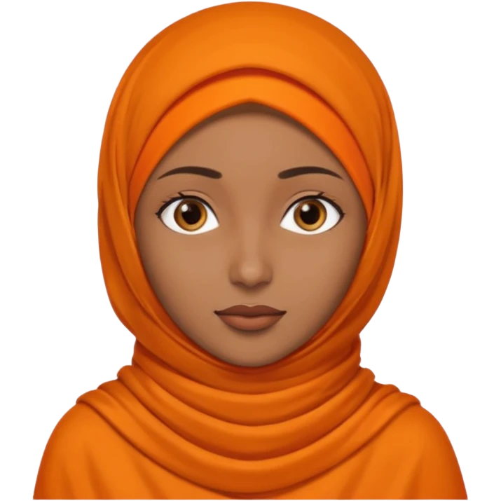 brown skin woman with orange hijab head and neck only emoji