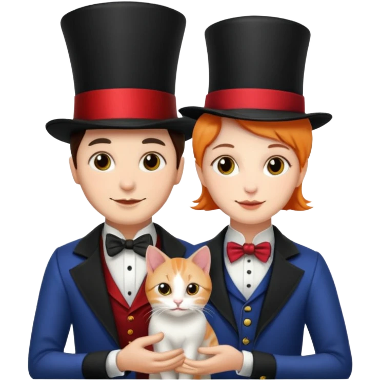 magician couple and their pet cat emoji