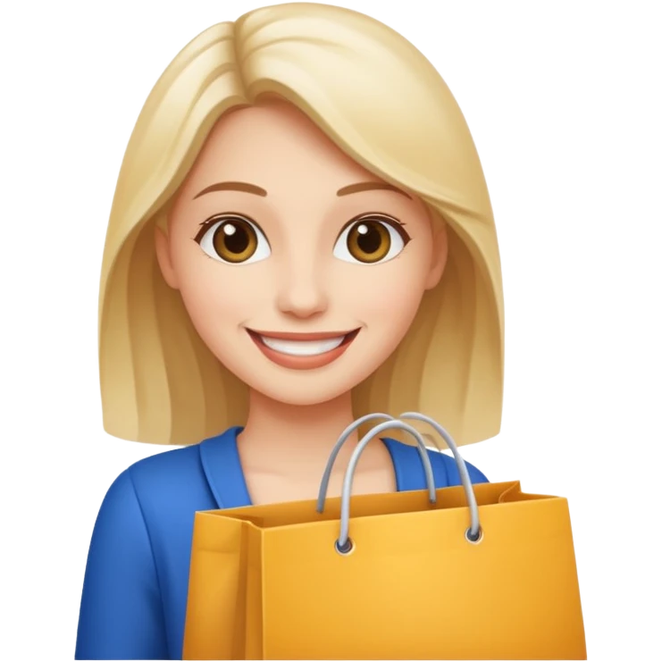 A beautiful, fair-skinned woman is holding a shopping bag. emoji