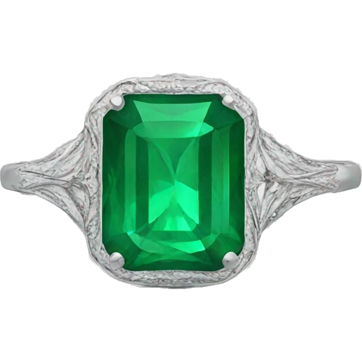 Silver vintage Emerald engagement ring emoji