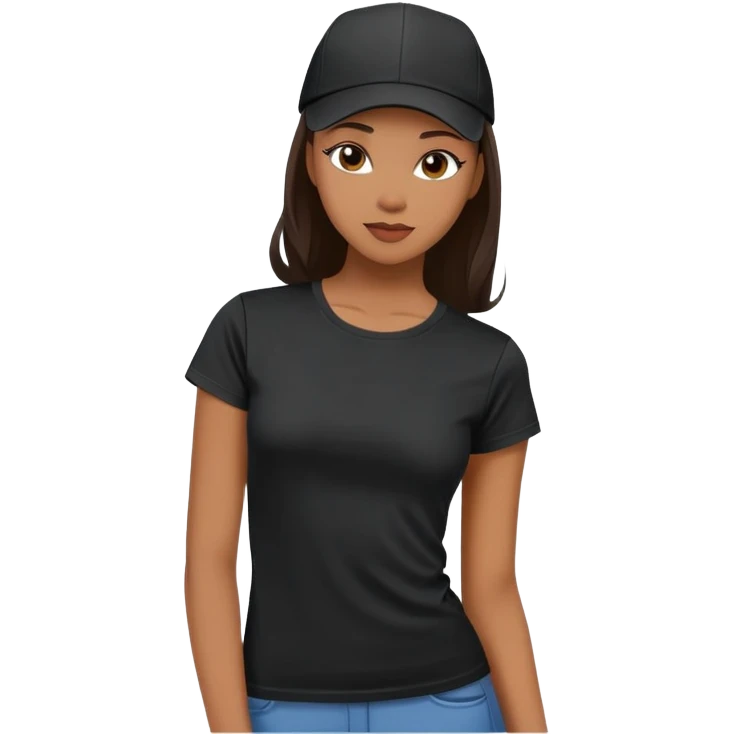 black women's t-shirt with round neck and short cap sleeves, fitted feminine cut, only the garment, isolated on white background, no model emoji