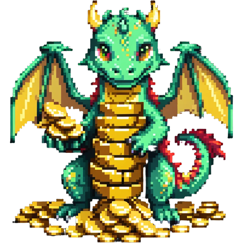 Dragon holding out a pile of gold coins emoji