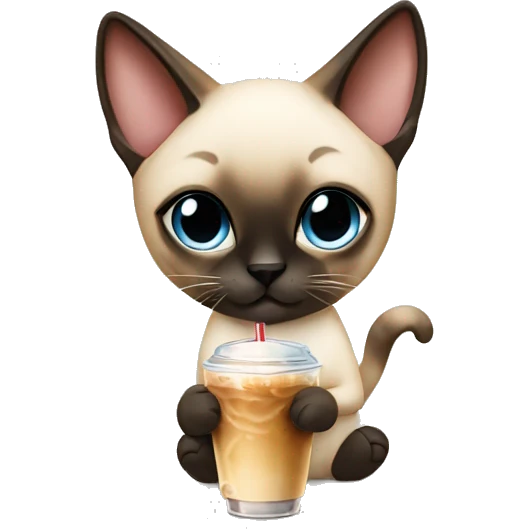 siamese cat drinking iced coffee emoji