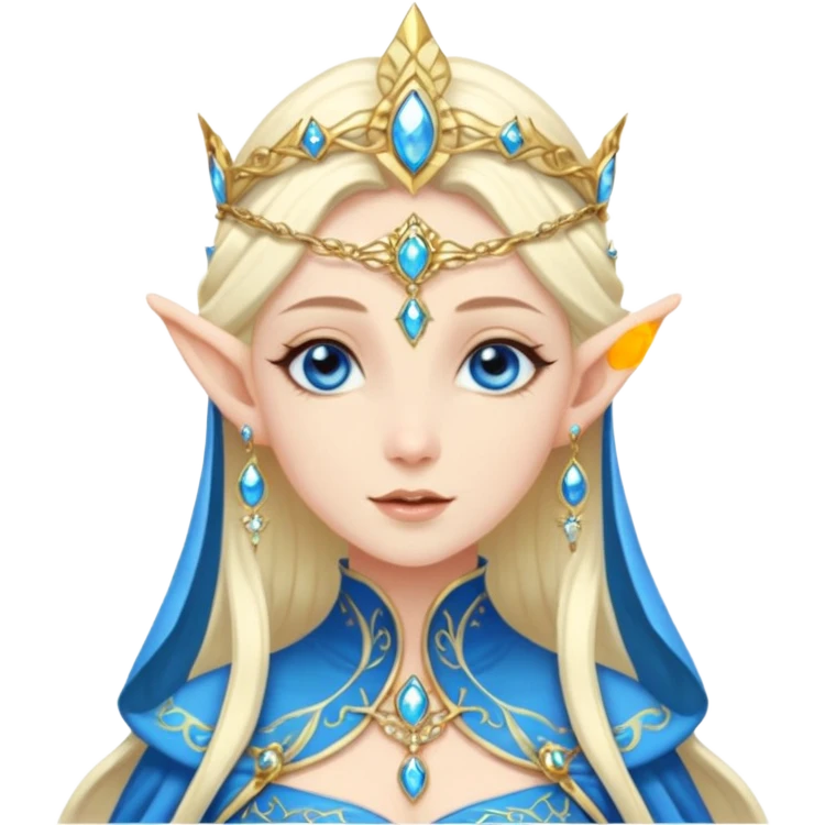 Hyper realistic celestial elf mage queen fairy pale skin blue eyes emoji