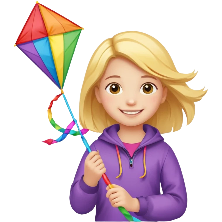 little girl kid with kite emoji