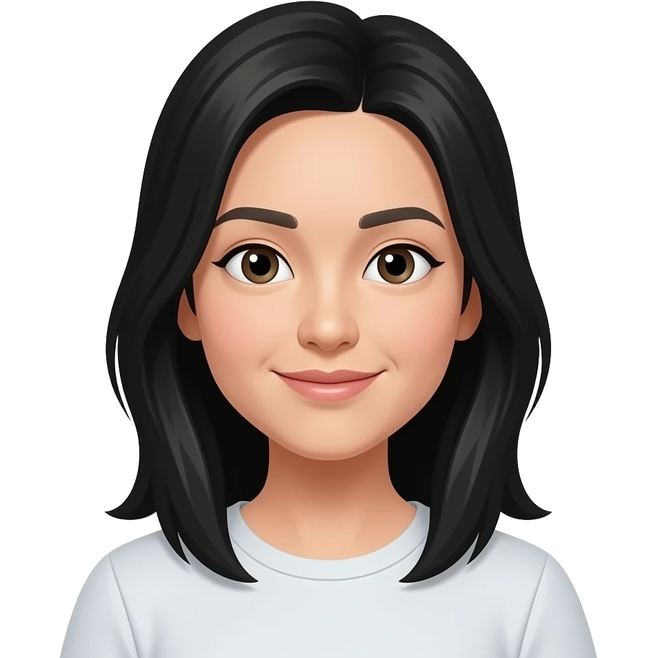 asian small eyes black hair past shoulder emoji