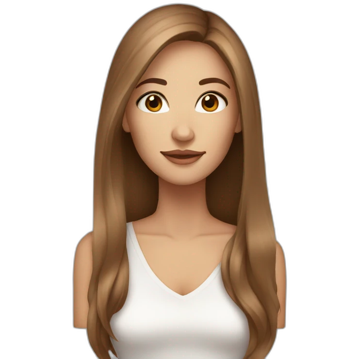beautiful woman, straight long light brown hair, brown eyes emoji