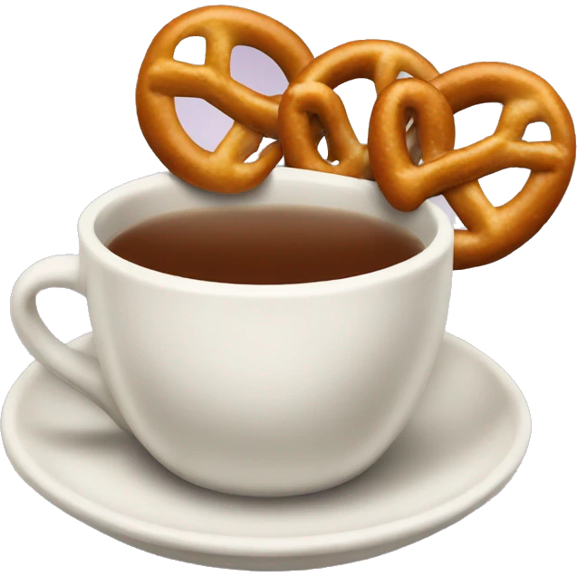 Tea in mug and pretzels emoji