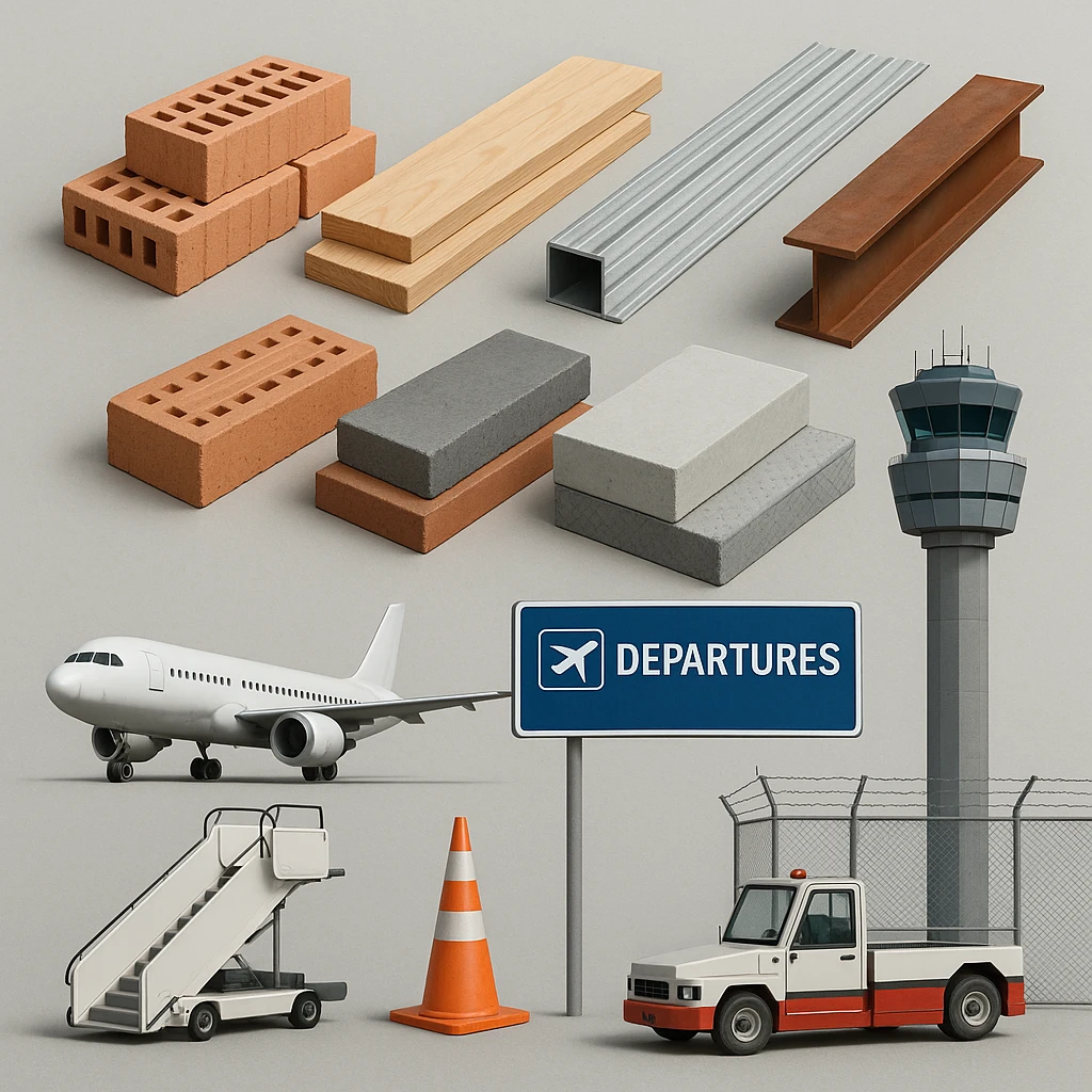 building materials and airport elements emoji