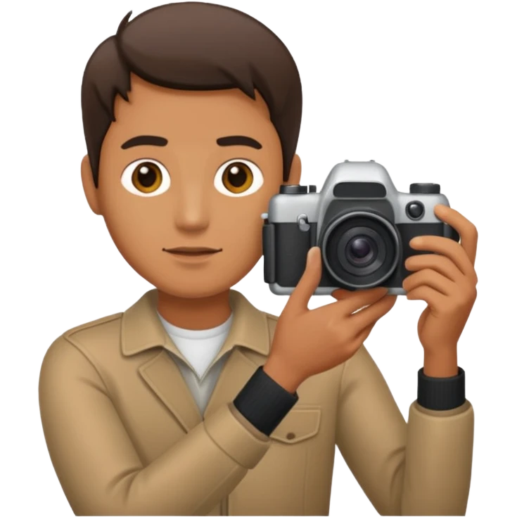 man facing away holding a camera emoji