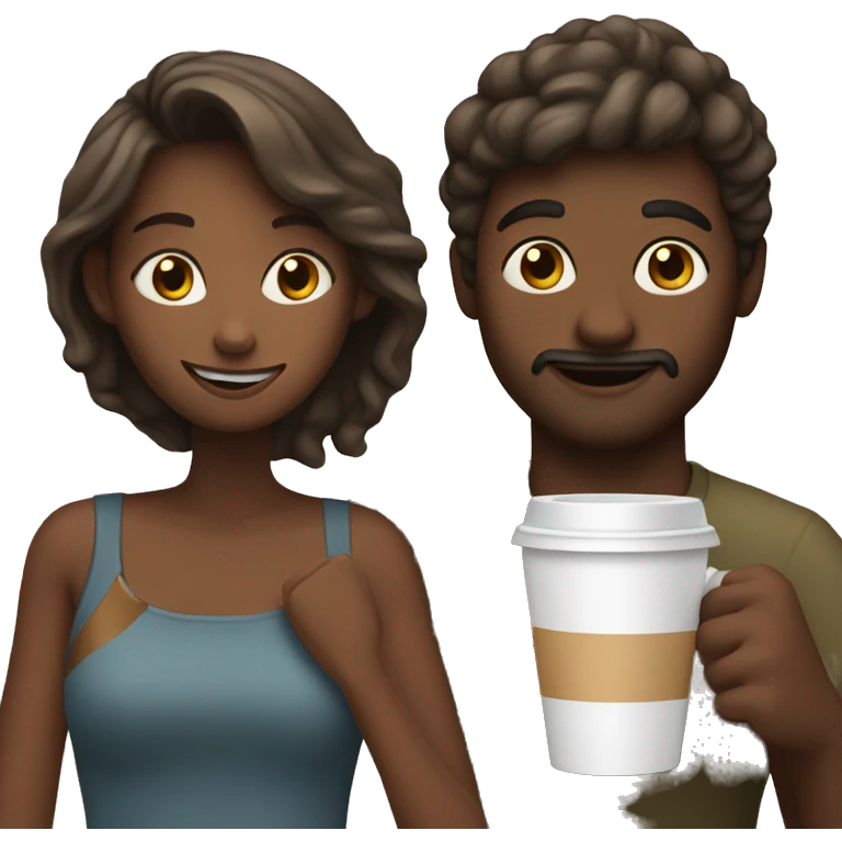 Girl and guy drinking coffee emoji