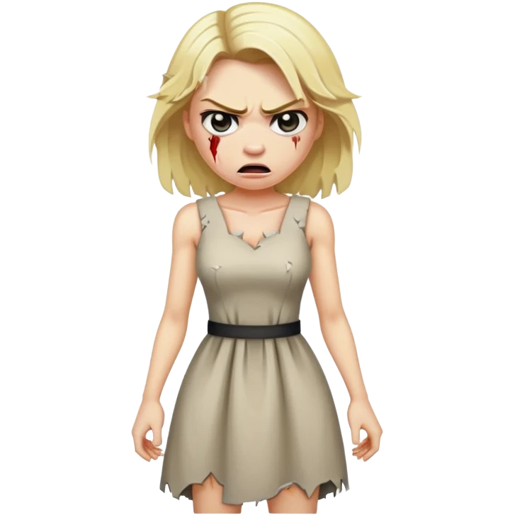 Angry blond woman in a torn dress emoji