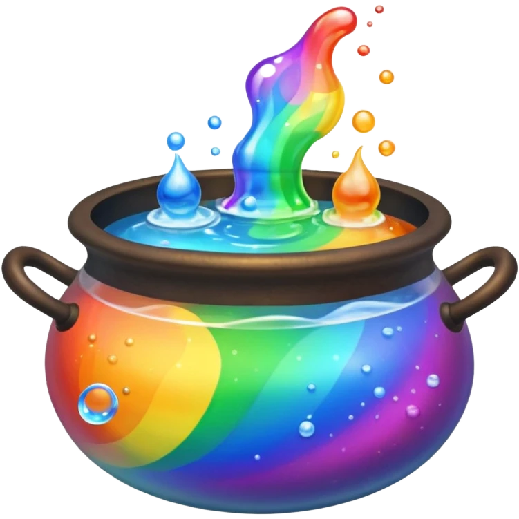 rainbow potion in a cauldron emoji