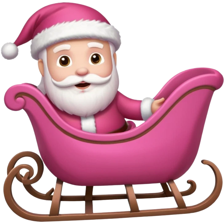 Pink sleigh with a pink santa inside, text on top of it that says "sleigh"  emoji