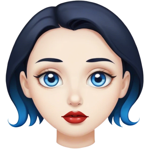moon with blue eyes, dark hair, lips and piercing emoji