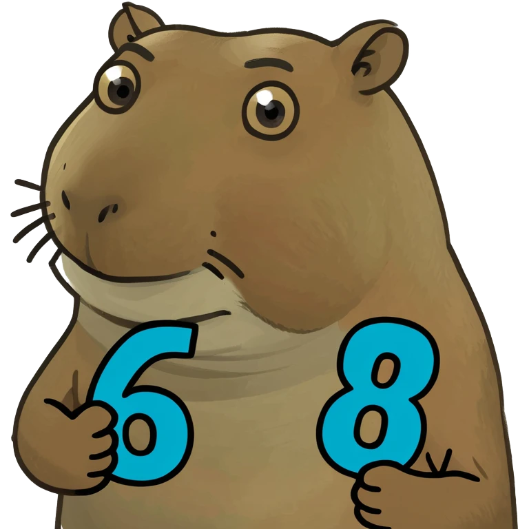 Capybara holding the number 6 and 7 in hands emoji