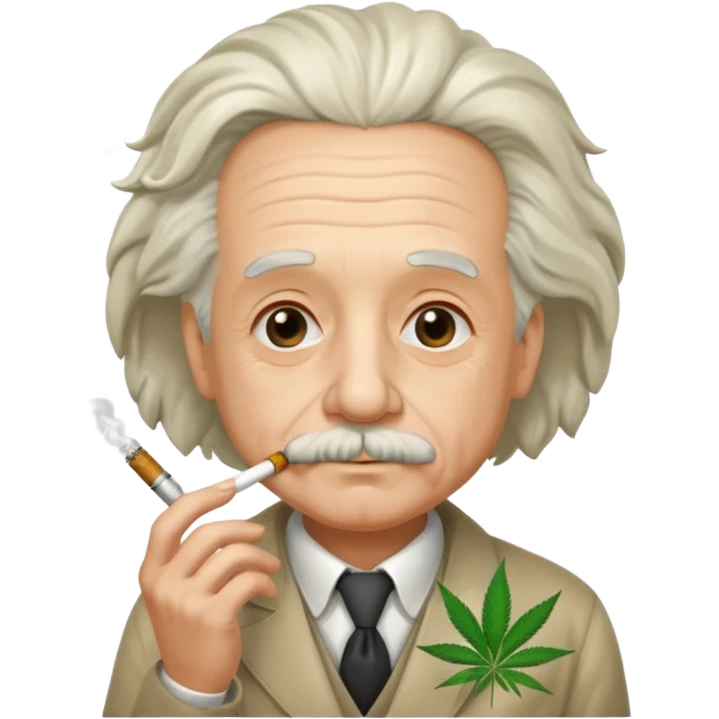 Albert einstein smoking weed add canabis leaf emoji