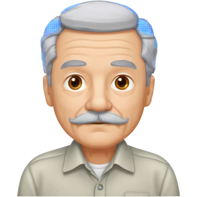 mustached elderly man with shirt emoji
