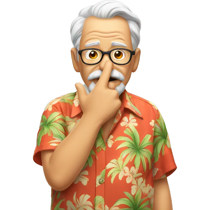 old man in hawaiian shirt blowing a kiss emoji
