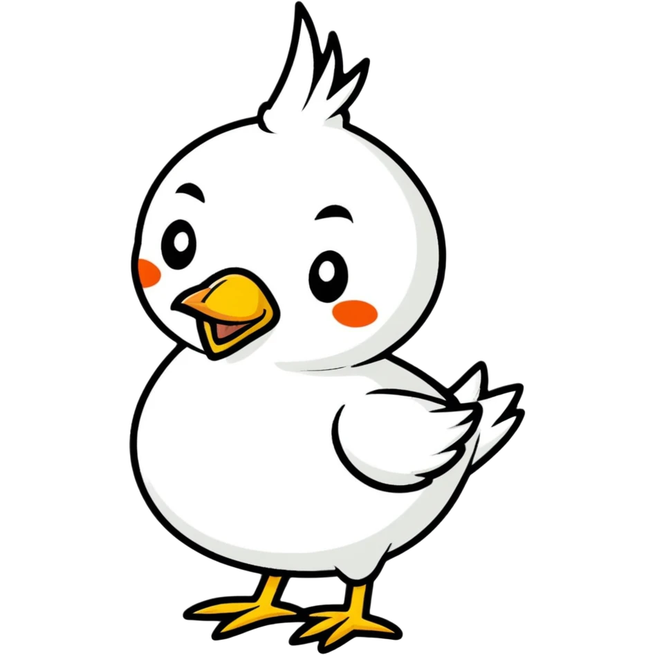 bird with a body like a garlic bulb, cartoonish sticker style emoji