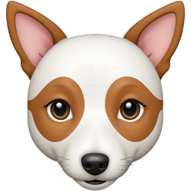 a fully white jack russell the size of a kelpie with a half white face emoji