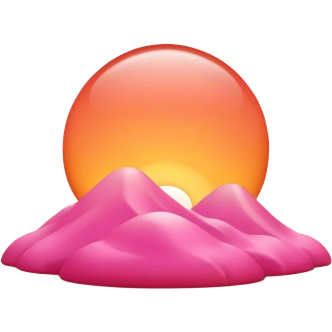 Simple sunset emoji 🍽️, clean 3D style, smooth rounded shapes, warm orange-pink sky, glossy shiny surface, soft studio lighting, cute emoji look, minimal city silhouette, no text, no shadow, transparent background, high-quality 3D render. emoji