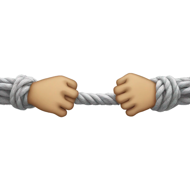 emoji hands pulling a light grey rope tightly emoji